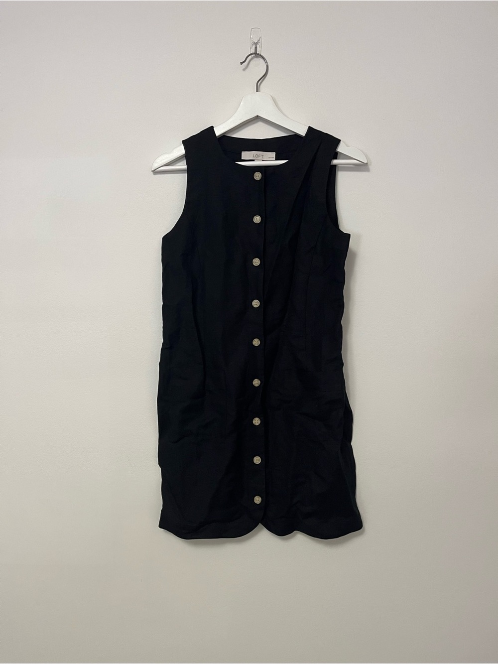 Loft Black Line-Blend Button Front Mini Dress Size 0P